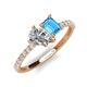 4 - Zahara IGI Certified 9x6 mm Pear Lab Grown Diamond and 7x5 mm Emerald Cut Blue Topaz 2 Stone Duo Ring 