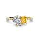 1 - Zahara IGI Certified 9x6 mm Pear Lab Grown Diamond and 7x5 mm Emerald Cut Citrine 2 Stone Duo Ring 