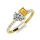 4 - Zahara IGI Certified 9x6 mm Pear Lab Grown Diamond and 7x5 mm Emerald Cut Citrine 2 Stone Duo Ring 