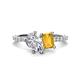 1 - Zahara IGI Certified 9x6 mm Pear Lab Grown Diamond and 7x5 mm Emerald Cut Citrine 2 Stone Duo Ring 