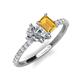 4 - Zahara IGI Certified 9x6 mm Pear Lab Grown Diamond and 7x5 mm Emerald Cut Citrine 2 Stone Duo Ring 