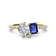 1 - Zahara IGI Certified 9x6 mm Pear Lab Grown Diamond and 7x5 mm Emerald Cut Iolite 2 Stone Duo Ring 