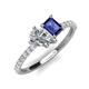 4 - Zahara IGI Certified 9x6 mm Pear Lab Grown Diamond and 7x5 mm Emerald Cut Iolite 2 Stone Duo Ring 