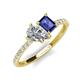 4 - Zahara IGI Certified 9x6 mm Pear Lab Grown Diamond and 7x5 mm Emerald Cut Iolite 2 Stone Duo Ring 