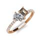 4 - Zahara IGI Certified 9x6 mm Pear Lab Grown Diamond and 7x5 mm Emerald Cut Smoky Quartz 2 Stone Duo Ring 