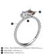 5 - Zahara IGI Certified 9x6 mm Pear Lab Grown Diamond and 7x5 mm Emerald Cut Smoky Quartz 2 Stone Duo Ring 