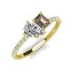 4 - Zahara IGI Certified 9x6 mm Pear Lab Grown Diamond and 7x5 mm Emerald Cut Smoky Quartz 2 Stone Duo Ring 