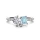 1 - Zahara IGI Certified 9x6 mm Pear Lab Grown Diamond and 7x5 mm Emerald Cut Aquamarine 2 Stone Duo Ring 