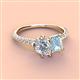 3 - Zahara IGI Certified 9x6 mm Pear Lab Grown Diamond and 7x5 mm Emerald Cut Aquamarine 2 Stone Duo Ring 