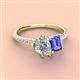 3 - Zahara IGI Certified 9x6 mm Pear Lab Grown Diamond and 7x5 mm Emerald Cut Tanzanite 2 Stone Duo Ring 