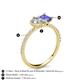 5 - Zahara IGI Certified 9x6 mm Pear Lab Grown Diamond and 7x5 mm Emerald Cut Tanzanite 2 Stone Duo Ring 