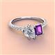 3 - Zahara IGI Certified 9x6 mm Pear Lab Grown Diamond and 7x5 mm Emerald Cut Amethyst 2 Stone Duo Ring 