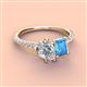 3 - Zahara IGI Certified 9x6 mm Pear Lab Grown Diamond and 7x5 mm Emerald Cut Blue Topaz 2 Stone Duo Ring 