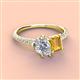 3 - Zahara IGI Certified 9x6 mm Pear Lab Grown Diamond and 7x5 mm Emerald Cut Citrine 2 Stone Duo Ring 