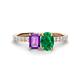 1 - Galina 7x5 mm Emerald Cut Amethyst and 8x6 mm Oval Emerald 2 Stone Duo Ring 