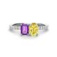 1 - Galina 7x5 mm Emerald Cut Amethyst and 8x6 mm Oval Yellow Sapphire 2 Stone Duo Ring 