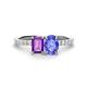 1 - Galina 7x5 mm Emerald Cut Amethyst and 8x6 mm Oval Tanzanite 2 Stone Duo Ring 