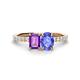 1 - Galina 7x5 mm Emerald Cut Amethyst and 8x6 mm Oval Tanzanite 2 Stone Duo Ring 