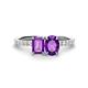 1 - Galina 7x5 mm Emerald Cut and 8x6 mm Oval Amethyst 2 Stone Duo Ring 