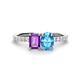1 - Galina 7x5 mm Emerald Cut Amethyst and 8x6 mm Oval Blue Topaz 2 Stone Duo Ring 