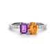 1 - Galina 7x5 mm Emerald Cut Amethyst and 8x6 mm Oval Citrine 2 Stone Duo Ring 