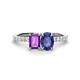 1 - Galina 7x5 mm Emerald Cut Amethyst and 8x6 mm Oval Iolite 2 Stone Duo Ring 