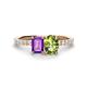 1 - Galina 7x5 mm Emerald Cut Amethyst and 8x6 mm Oval Peridot 2 Stone Duo Ring 