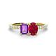 1 - Galina 7x5 mm Emerald Cut Amethyst and 8x6 mm Oval Ruby 2 Stone Duo Ring 