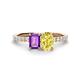 1 - Galina 7x5 mm Emerald Cut Amethyst and 8x6 mm Oval Yellow Sapphire 2 Stone Duo Ring 