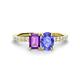 1 - Galina 7x5 mm Emerald Cut Amethyst and 8x6 mm Oval Tanzanite 2 Stone Duo Ring 