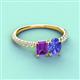 3 - Galina 7x5 mm Emerald Cut Amethyst and 8x6 mm Oval Tanzanite 2 Stone Duo Ring 