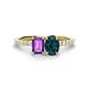 1 - Galina 7x5 mm Emerald Cut Amethyst and 8x6 mm Oval London Blue Topaz 2 Stone Duo Ring 