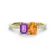 1 - Galina 7x5 mm Emerald Cut Amethyst and 8x6 mm Oval Citrine 2 Stone Duo Ring 