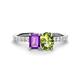 1 - Galina 7x5 mm Emerald Cut Amethyst and 8x6 mm Oval Peridot 2 Stone Duo Ring 