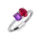 4 - Galina 7x5 mm Emerald Cut Amethyst and 8x6 mm Oval Ruby 2 Stone Duo Ring 