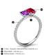 5 - Galina 7x5 mm Emerald Cut Amethyst and 8x6 mm Oval Ruby 2 Stone Duo Ring 