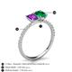 5 - Galina 7x5 mm Emerald Cut Amethyst and 8x6 mm Oval Emerald 2 Stone Duo Ring 