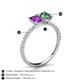 5 - Galina 7x5 mm Emerald Cut Amethyst and 8x6 mm Oval Lab Created Alexandrite 2 Stone Duo Ring 