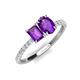 4 - Galina 7x5 mm Emerald Cut and 8x6 mm Oval Amethyst 2 Stone Duo Ring 