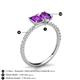 5 - Galina 7x5 mm Emerald Cut and 8x6 mm Oval Amethyst 2 Stone Duo Ring 