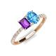 4 - Galina 7x5 mm Emerald Cut Amethyst and 8x6 mm Oval Blue Topaz 2 Stone Duo Ring 