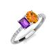 4 - Galina 7x5 mm Emerald Cut Amethyst and 8x6 mm Oval Citrine 2 Stone Duo Ring 