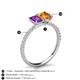 5 - Galina 7x5 mm Emerald Cut Amethyst and 8x6 mm Oval Citrine 2 Stone Duo Ring 