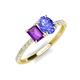 4 - Galina 7x5 mm Emerald Cut Amethyst and 8x6 mm Oval Tanzanite 2 Stone Duo Ring 