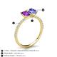 5 - Galina 7x5 mm Emerald Cut Amethyst and 8x6 mm Oval Tanzanite 2 Stone Duo Ring 