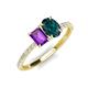 4 - Galina 7x5 mm Emerald Cut Amethyst and 8x6 mm Oval London Blue Topaz 2 Stone Duo Ring 