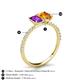 5 - Galina 7x5 mm Emerald Cut Amethyst and 8x6 mm Oval Citrine 2 Stone Duo Ring 