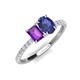 4 - Galina 7x5 mm Emerald Cut Amethyst and 8x6 mm Oval Iolite 2 Stone Duo Ring 