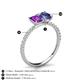 5 - Galina 7x5 mm Emerald Cut Amethyst and 8x6 mm Oval Iolite 2 Stone Duo Ring 