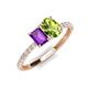 4 - Galina 7x5 mm Emerald Cut Amethyst and 8x6 mm Oval Peridot 2 Stone Duo Ring 